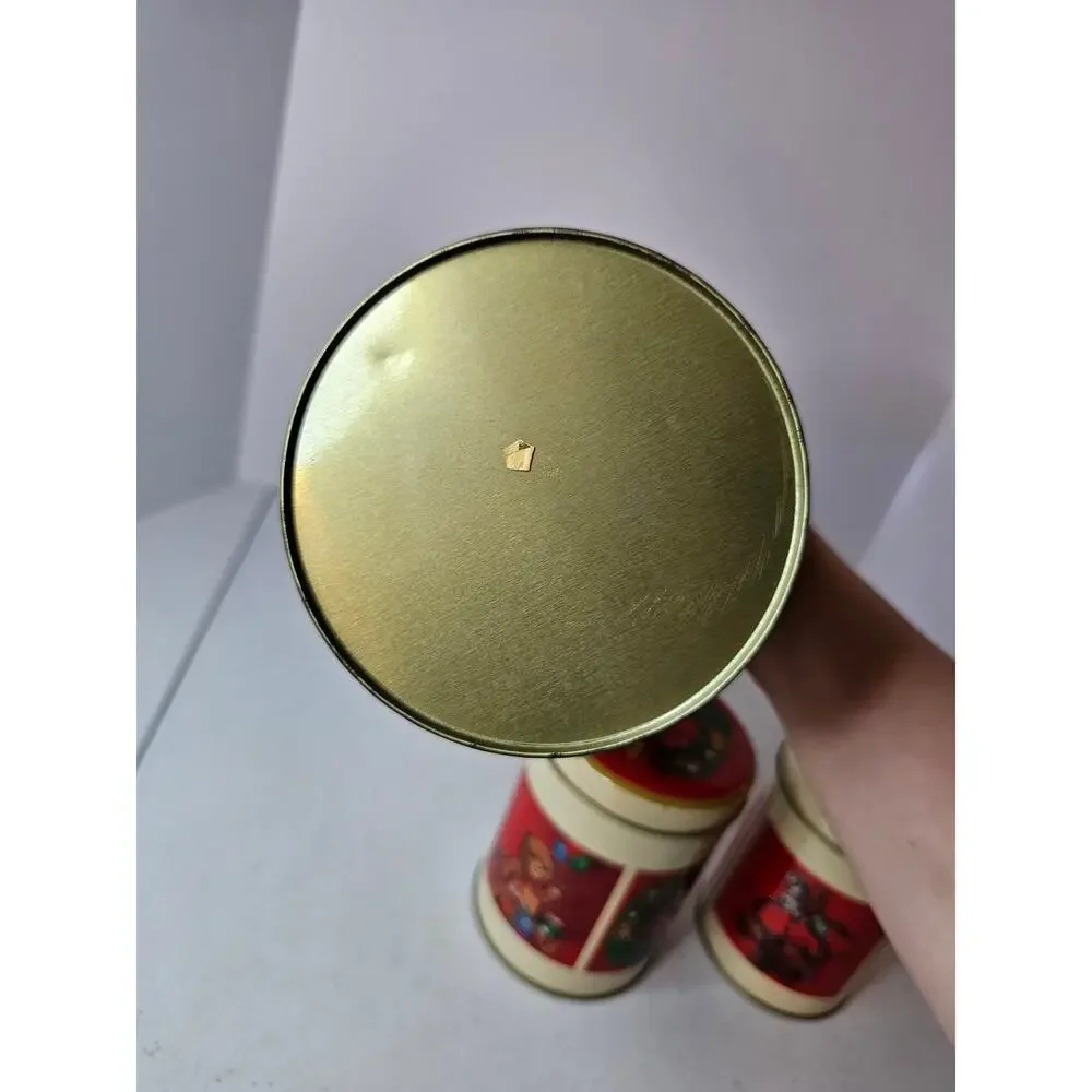 Vintage Christmas Teddy Bear nesting tins set of 3 holiday cookie canisters